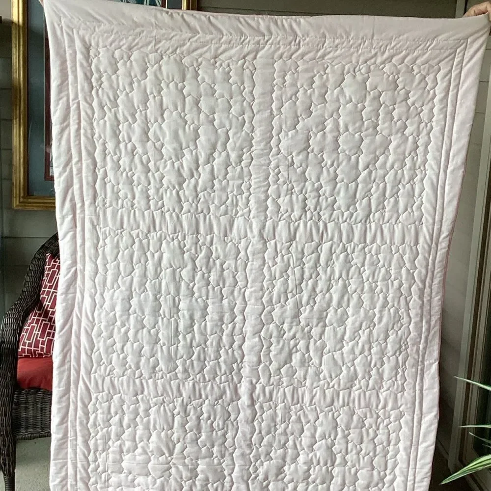 NWT. Hand Crafted Large Lap Quilt in Pinks
